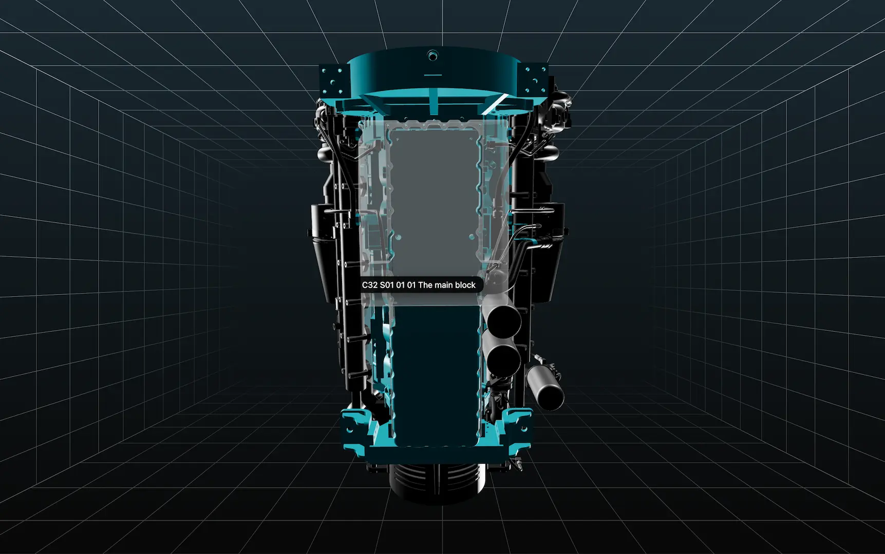 C32 engine detailed angle